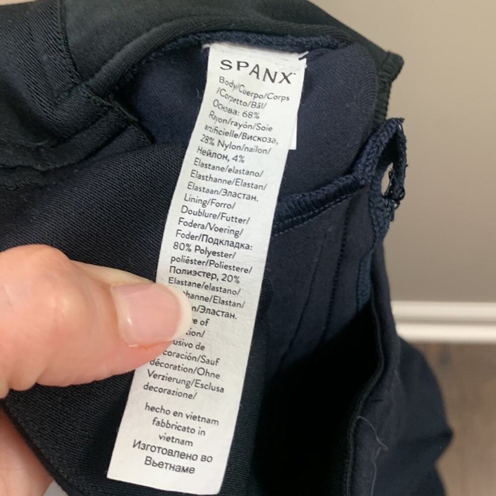 Spanx "The Perfect Pant Ankle Piped Skinny" Navy Blue - Picture 6 of 9